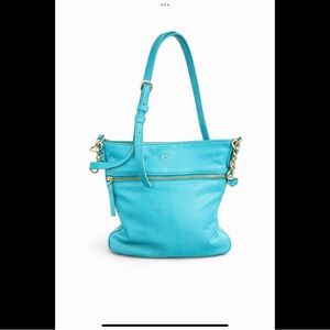Kate Spade Butter Soft Turquoise Pebble Leather Crossbody Bag Silver Accents